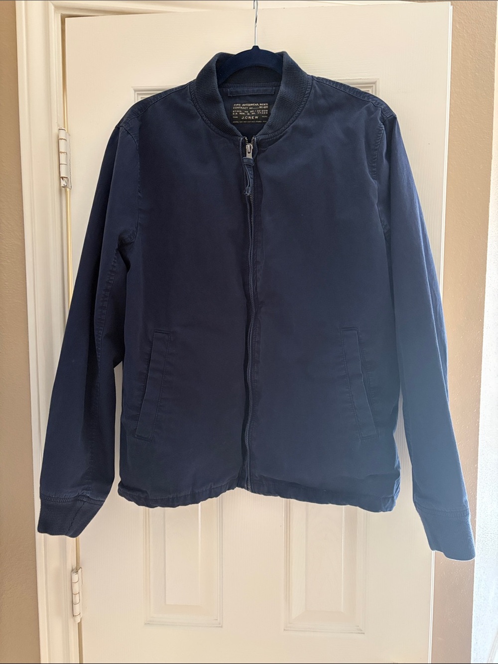 J.Crew Navy Bomber Jacket - Classic Zip Front